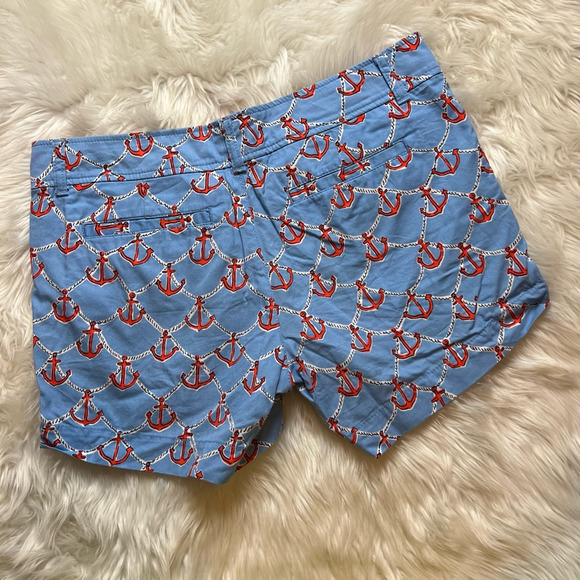 Lilly Pulitzer Womens Callahan Hot Pants Blue Red Anchor Pockets 100% Cotton 4 - Picture 2 of 8